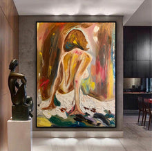 Load image into Gallery viewer, Nude woman original oil painting on canvas 100 x 80cm
