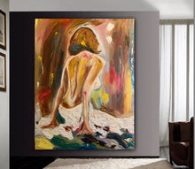 Load image into Gallery viewer, Nude woman original oil painting on canvas 100 x 80cm
