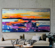 Load image into Gallery viewer, ‘Seascape ’ original abstract oil painting on canvas 120x60cm
