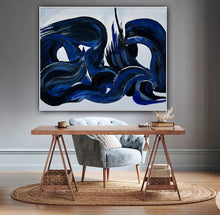 Load image into Gallery viewer, ‘Blue Laguna’ large original abstract oil painting on canvas  120 x 100cm
