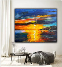 Load image into Gallery viewer, &#39;A Sunrise&#39; abstract oil painting on large canvas 100x80cm from Sabina Swan Art
