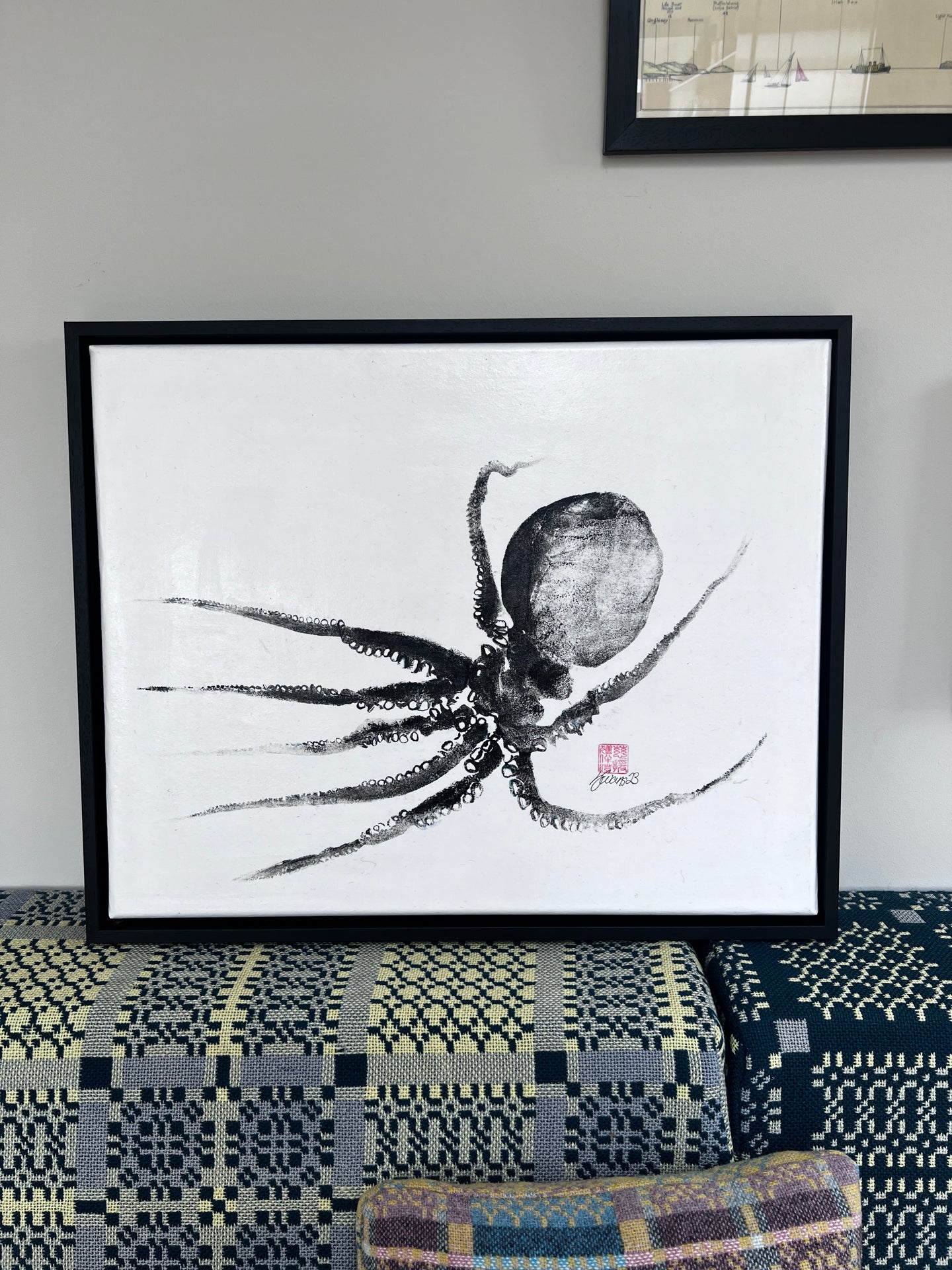 Octopus Print In Black Frame