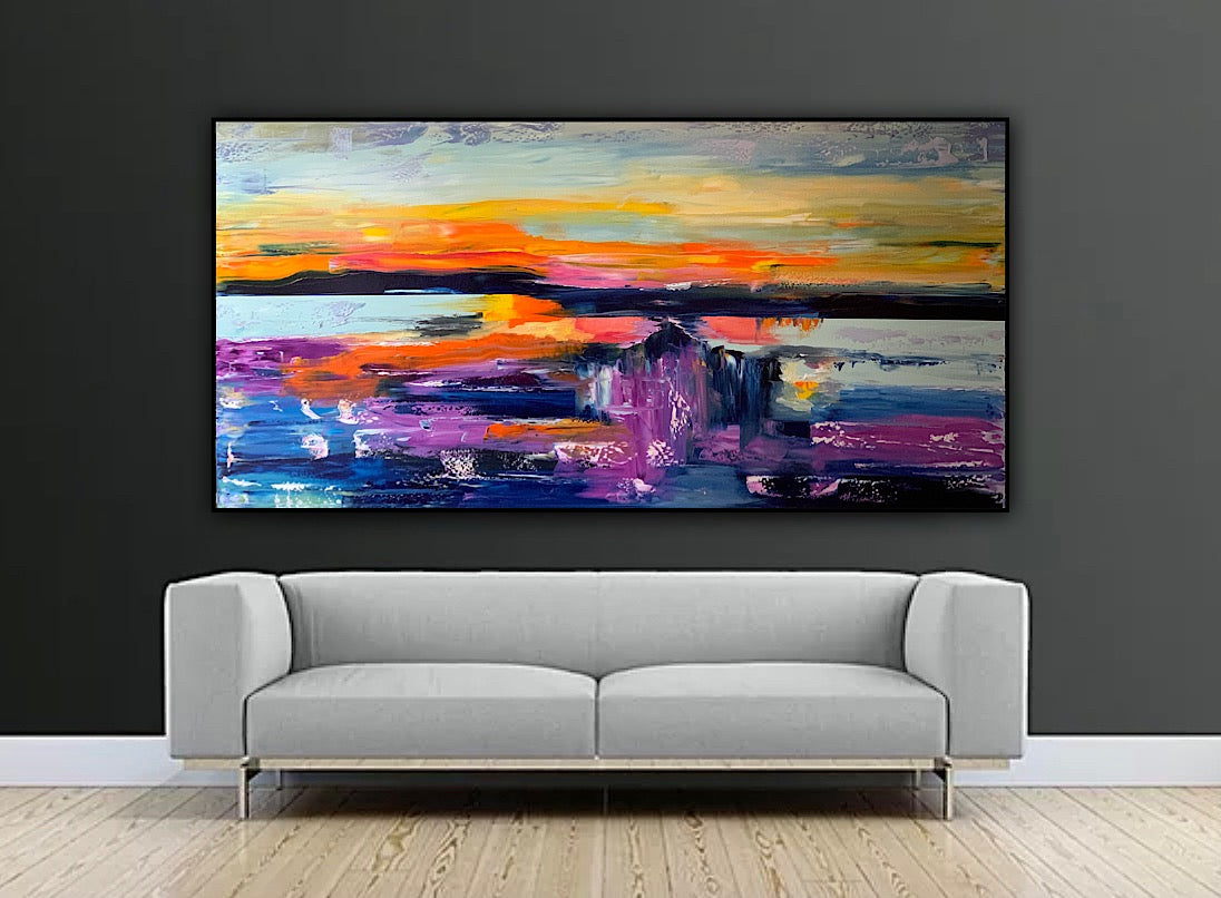 ‘Seascape ’ original abstract oil painting on canvas 120x60cm