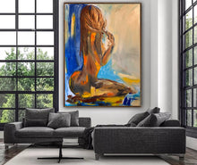 Load image into Gallery viewer, Nude in the morning original abstract oil painting on canvas 100x80cm
