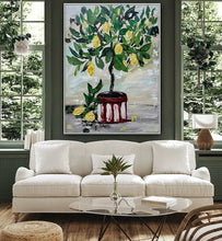 Load image into Gallery viewer, original abstract oil painting on canvas 100x80cm ‘lemon tree’
