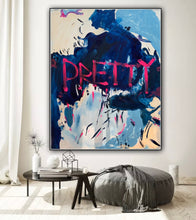 Load image into Gallery viewer, ‘Pretty’ original abstract graffiti style oil painting 100 x 80cm
