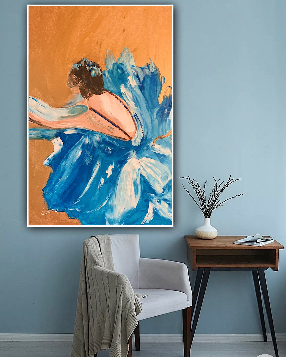 'Ballet in blue' original oil painting on canvas 90 x 60 cm