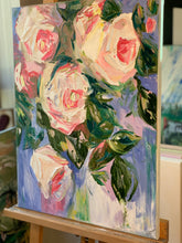 Load image into Gallery viewer, Roses in Bloom&#39; original abstract oil painting on canvas by Sabina Swan Art
