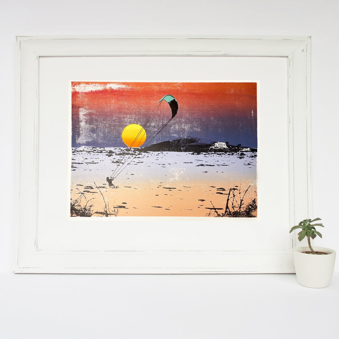 'Sunset Kitesurf' Original Silkscreen Print