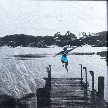 Load image into Gallery viewer, &#39;Jump In&#39; Original Handmade Silk Screen Print on Silver Leaf
