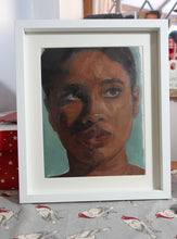 Load image into Gallery viewer, Mona, Expressive Oil Portrait on Paper, FRAMED
