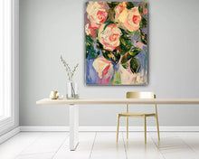 Load image into Gallery viewer, Roses in Bloom&#39; original abstract oil painting on canvas by Sabina Swan Art
