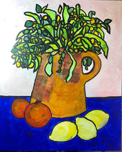 Load image into Gallery viewer, Large clay jug with fruit
