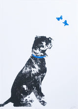 Load image into Gallery viewer, &#39;Curious&#39; Boxer Dog and Butterflies Original Silkscreen Print

